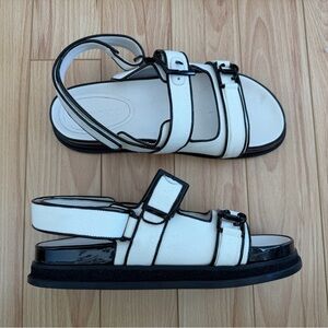 Jimmy Choo White and Black Leather Sandals